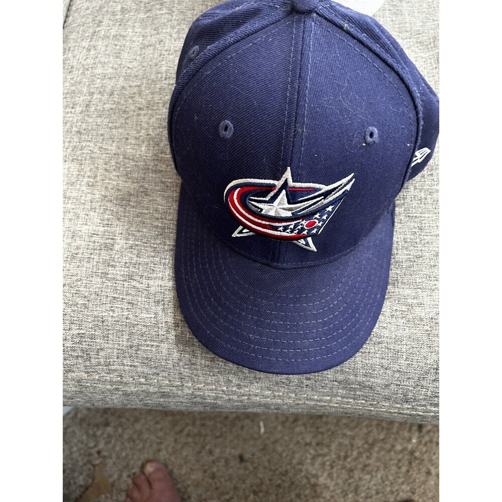 New Era Columbus Blue Jackets Hat CBJ Fitted Cap Men’s Size 7 1/8 Navy Cap - Picture 6 of 7